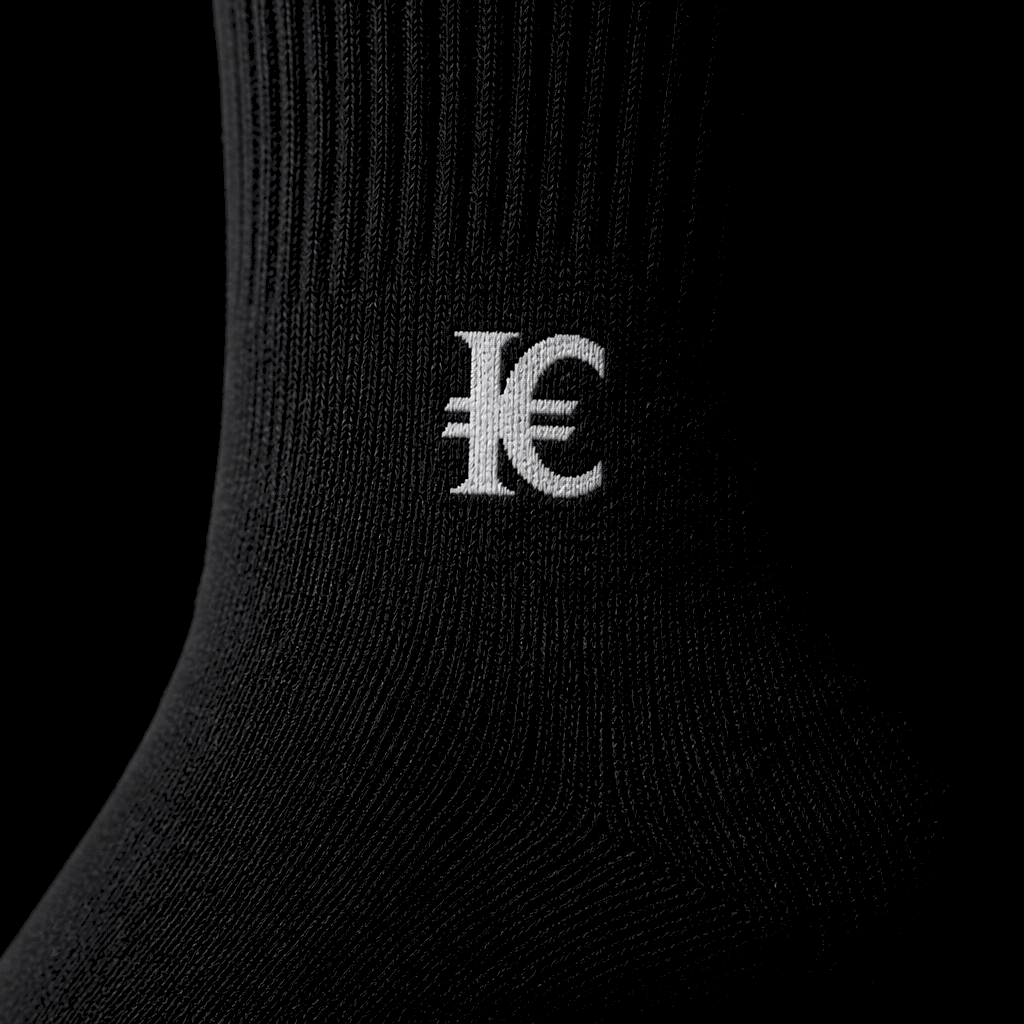 Euro-monogram knit at the outer ankle